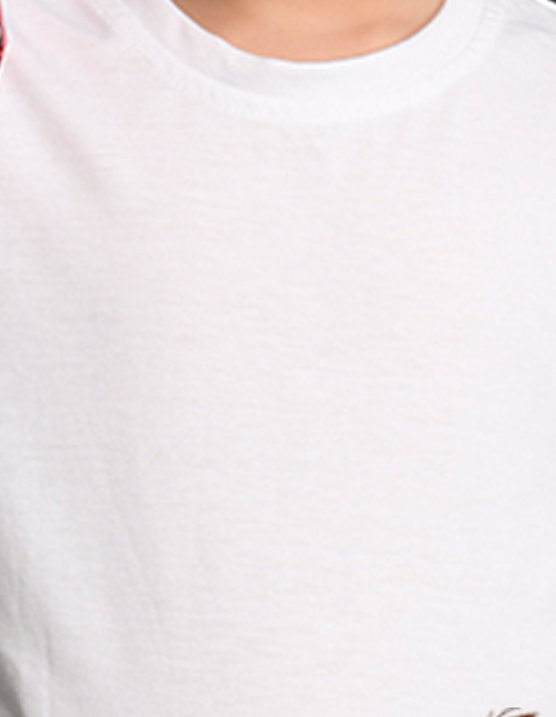 Nusyl Girls White Pretty Girl Printed Half Sleeves T-Shirt