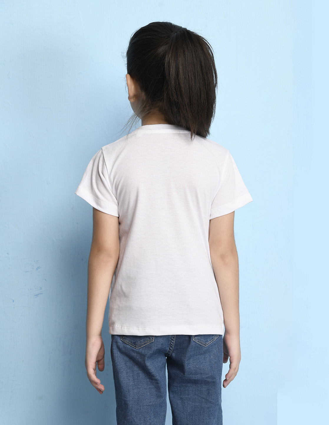 Nusyl Girls White Pretty Girl Printed Half Sleeves T-Shirt