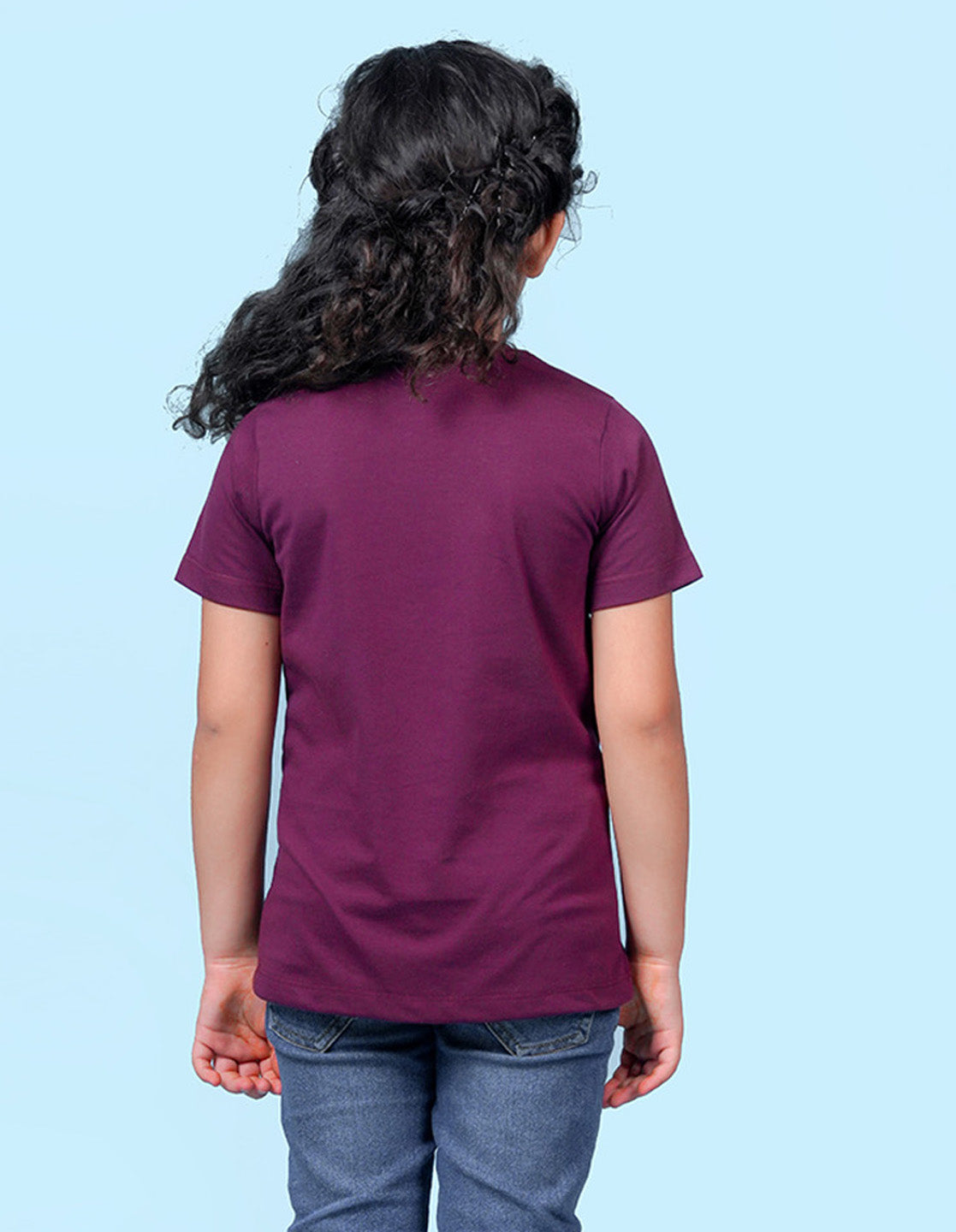 Nusyl Girls Wine Colour Rabbit Printed T-Shirt