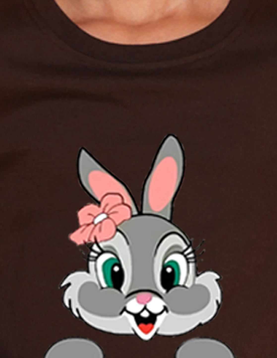 Nusyl Girls Brown Rabbit Printed Half Sleeves T-Shirt