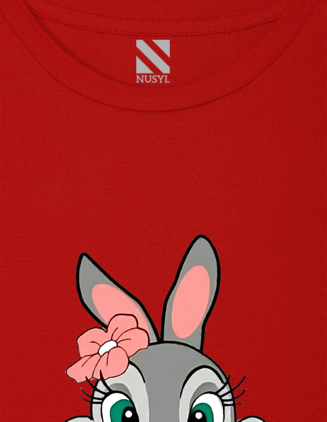 NUSYL Girls Red Rabbit Printed Half sleeve t-Shirt