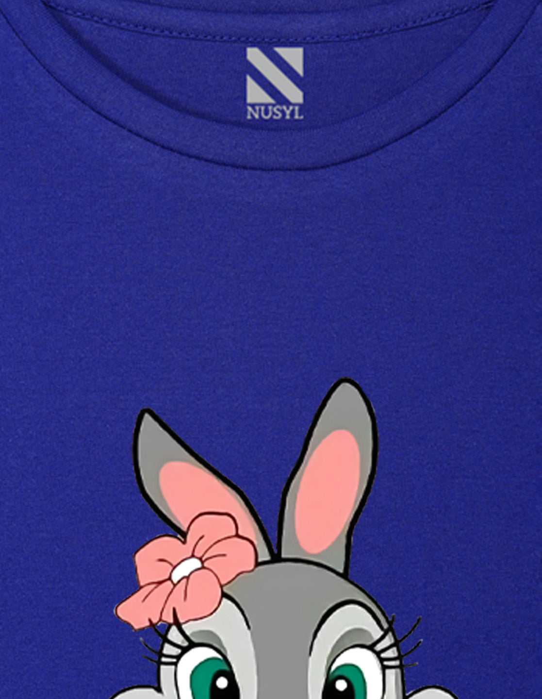 NUSYL Girls Royal Blue Rabbit Printed Half sleeve t-Shirt