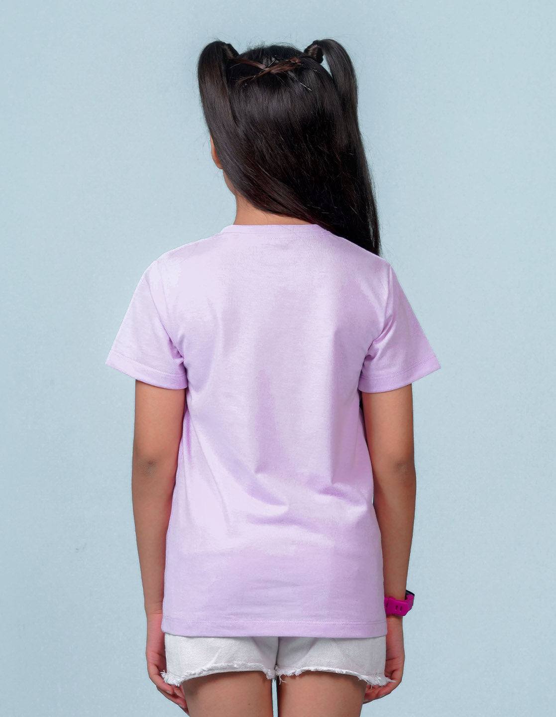 Nusyl Girls Lilac Heart Printed Has a Round Neck Short sleeve T-Shirts