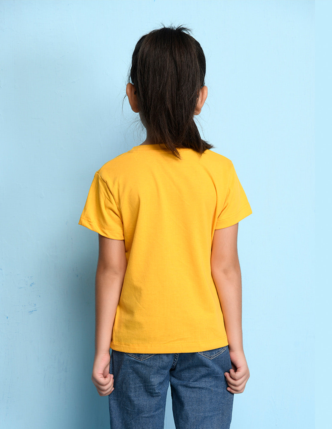 Nusyl Girls Yellow Heart Printed Has a Round Neck Short sleeve T-Shirts