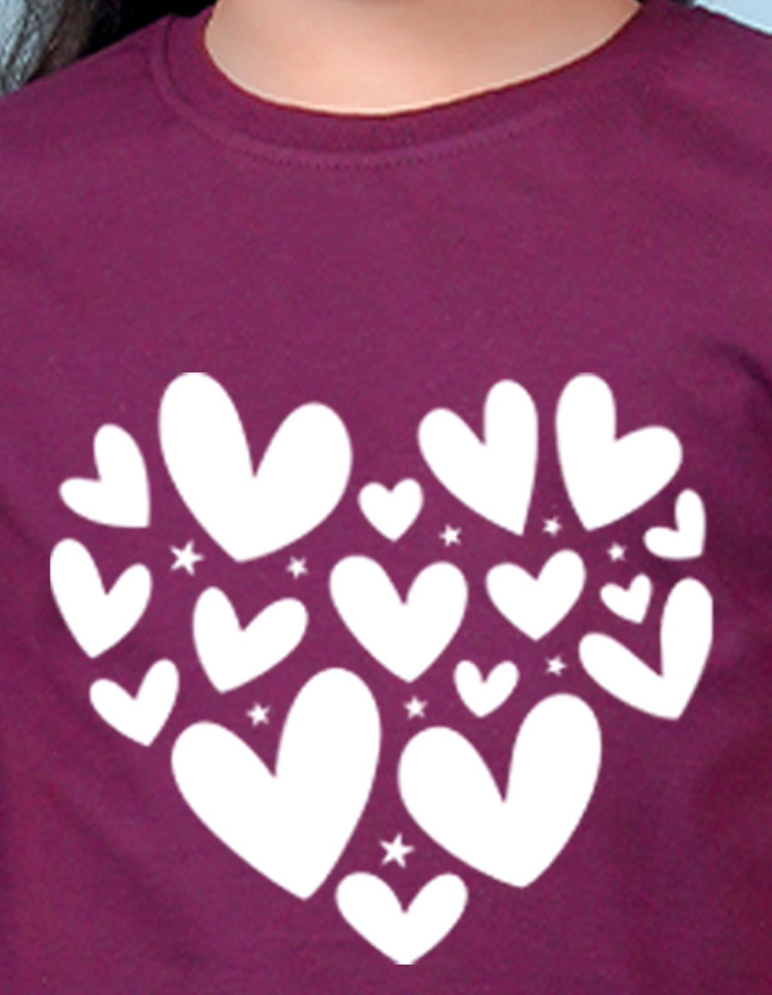 Nusyl Girls Wine Heart Printed Has a Round Neck Short sleeve T-Shirts