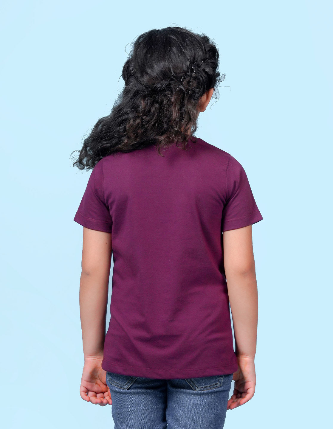Nusyl Girls Wine Heart Printed Has a Round Neck Short sleeve T-Shirts