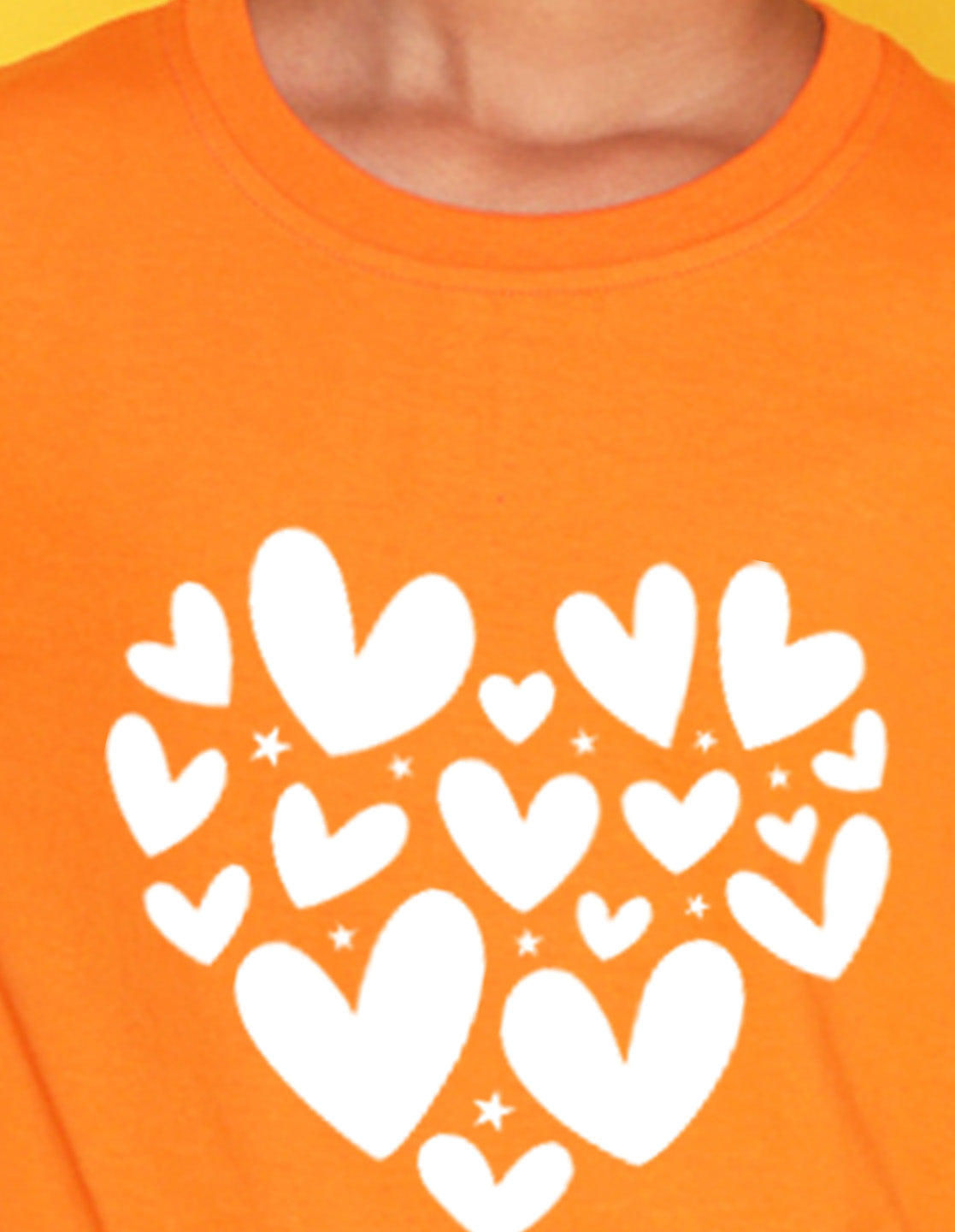 Nusyl Girls Orange Heart Printed Has a Round Neck Short sleeve T-Shirts