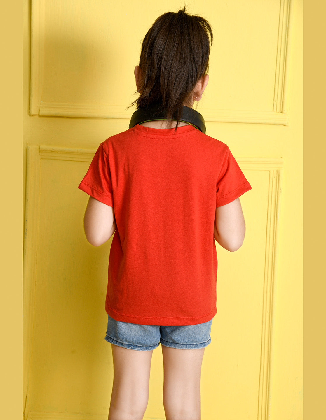 Nusyl Girls Red Heart Printed Has a Round Neck Short sleeve T-Shirts