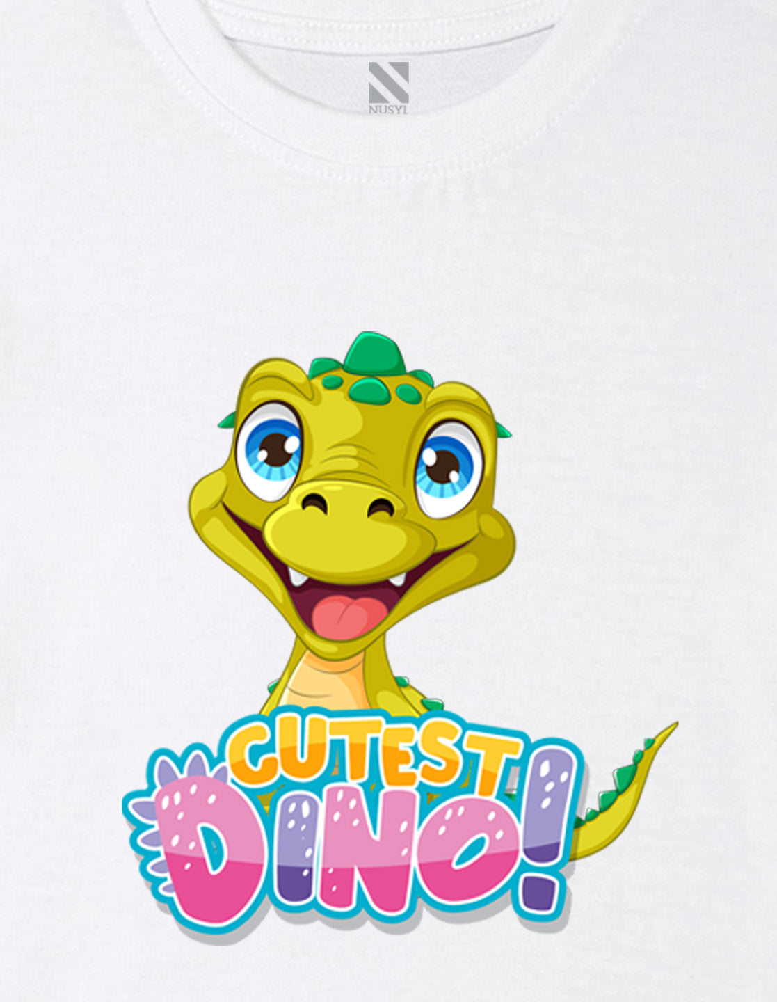 Nusyl Girls White Text & Dinosaur Printed Cotton Half Sleeve Regular Fit T-Shirts for Girls