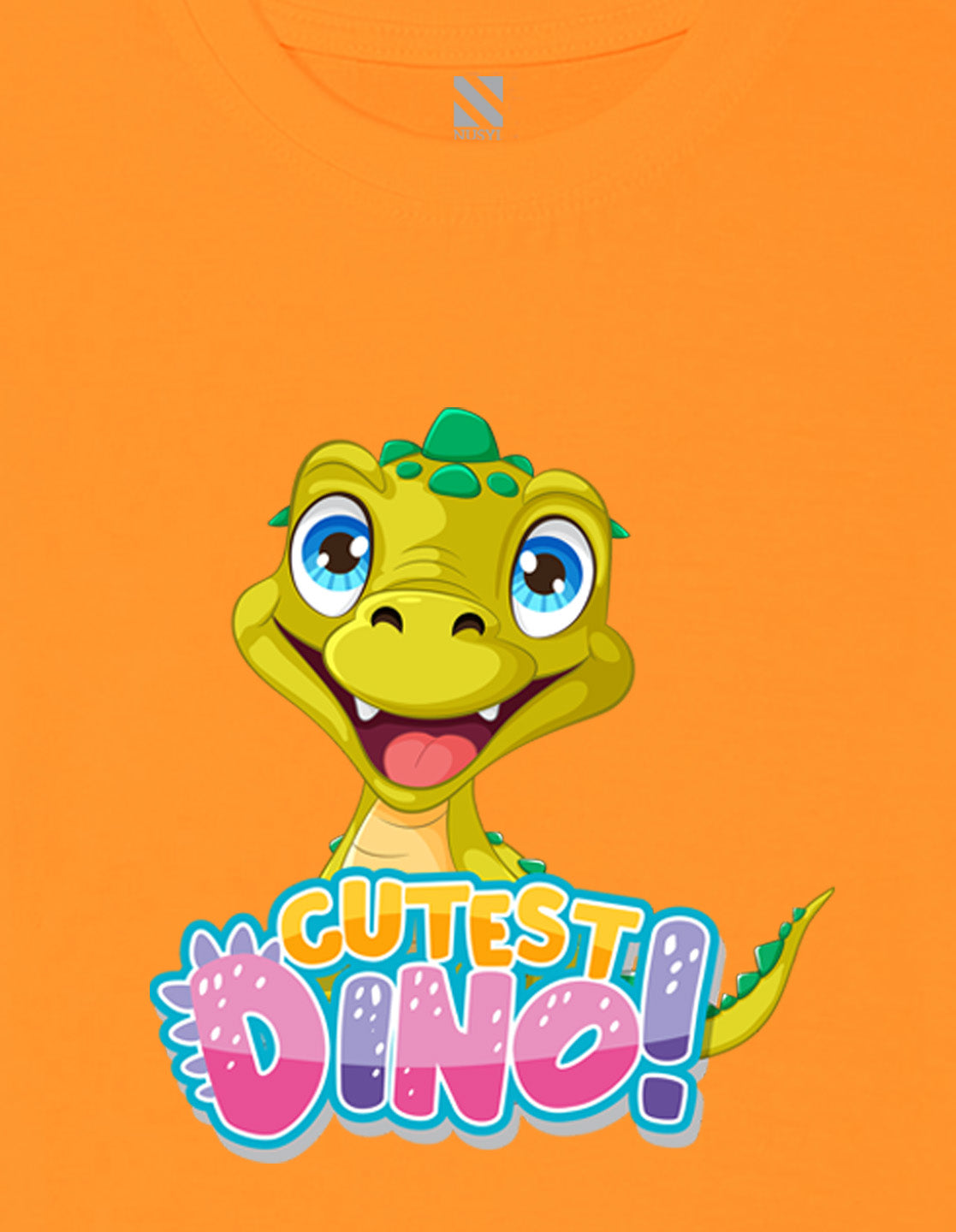 Nusyl Girls Orange Text & Dinosaur Printed Cotton Half Sleeve Regular Fit T-Shirts for Girls