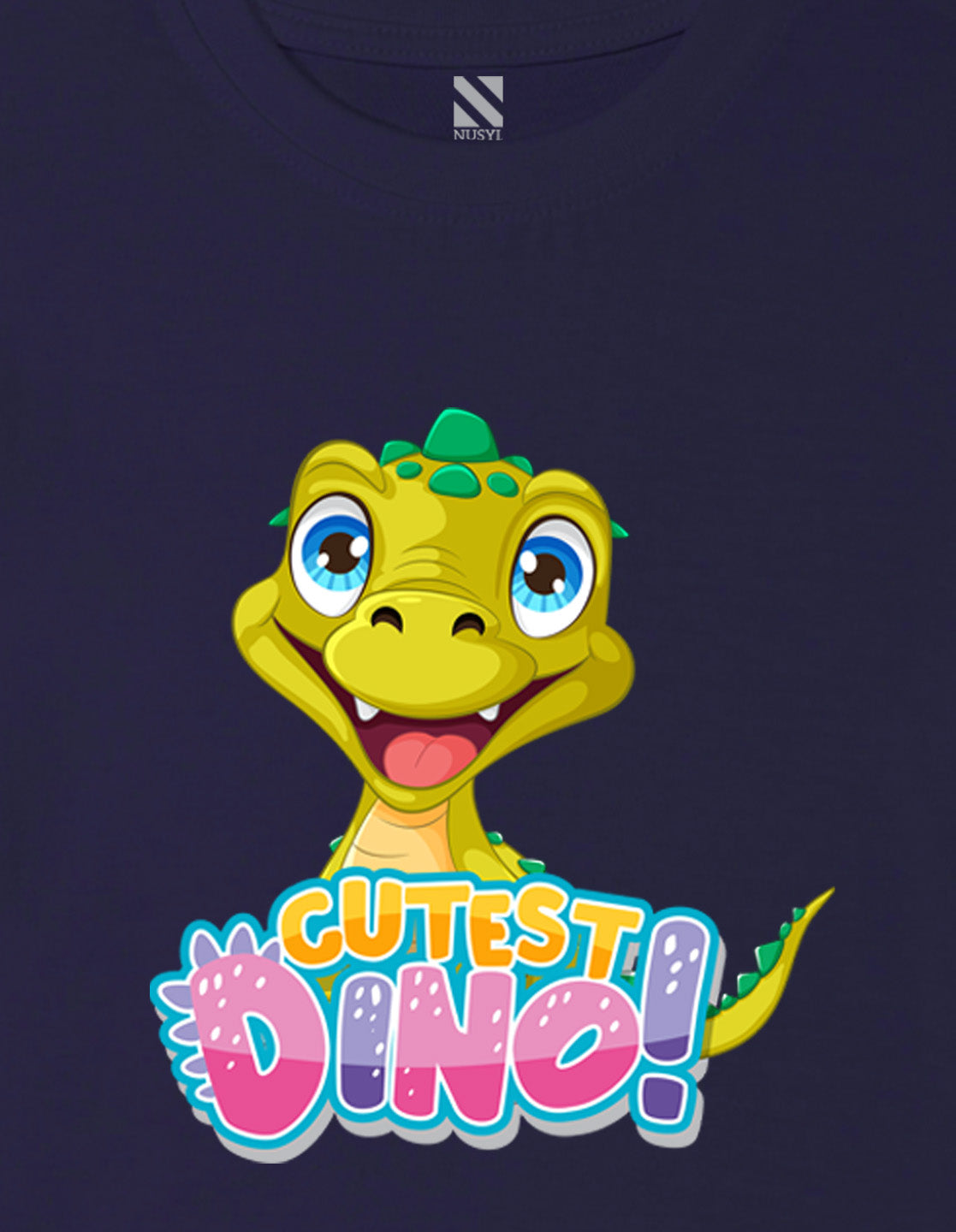 Nusyl Girls Navy Blue Text & Dinosaur Printed Cotton Half Sleeve Regular Fit T-Shirts for Girls