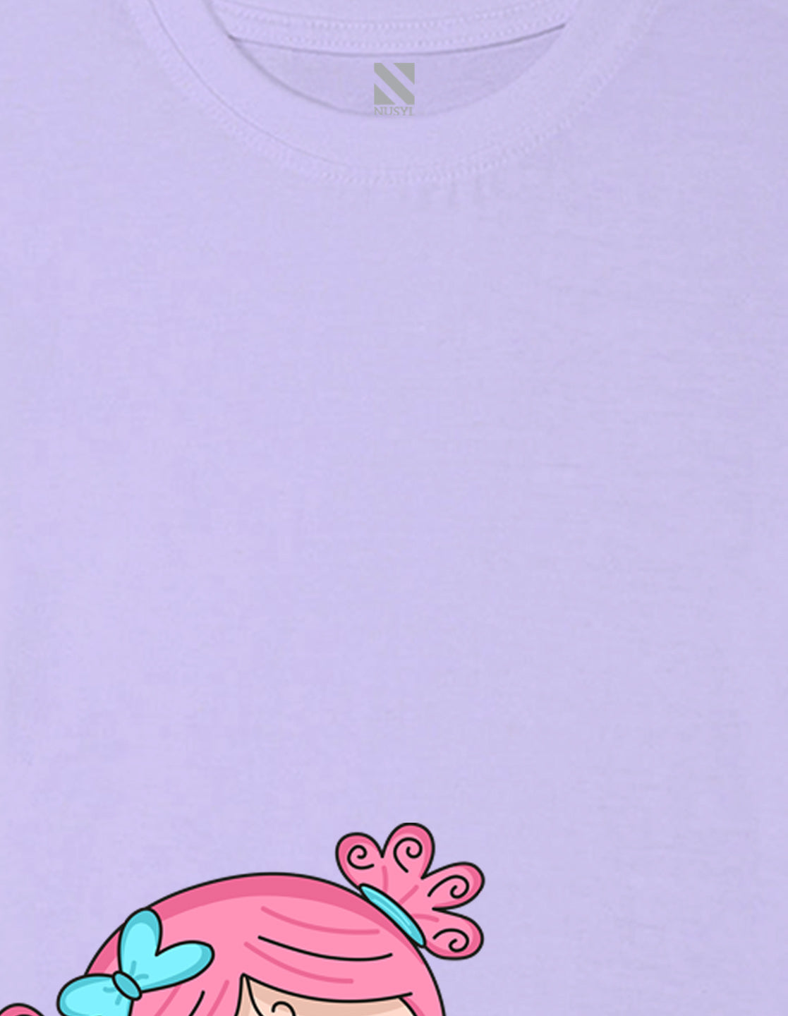 Nusyl Girls Lilac Girls & Heart Printed Cotton Half Sleeve Regular Fit T-Shirts for Girls