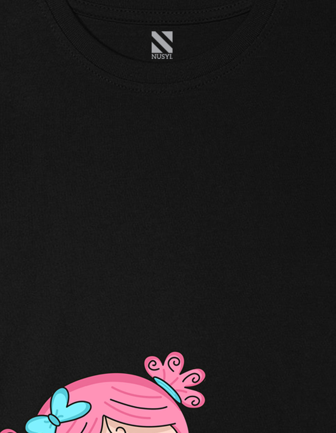 Nusyl Girls Black Girls & Heart Printed Cotton Half Sleeve Regular Fit T-Shirts for Girls