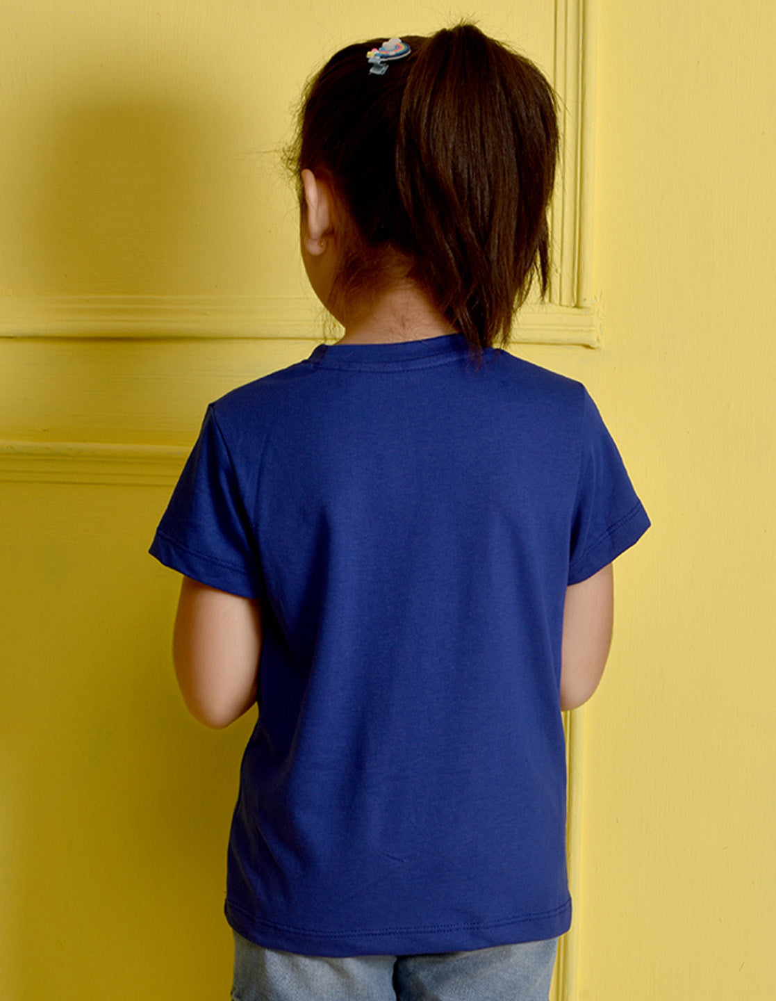 NUSYL Girls Royal Blue Unicorn Printed Half sleeve t-Shirt