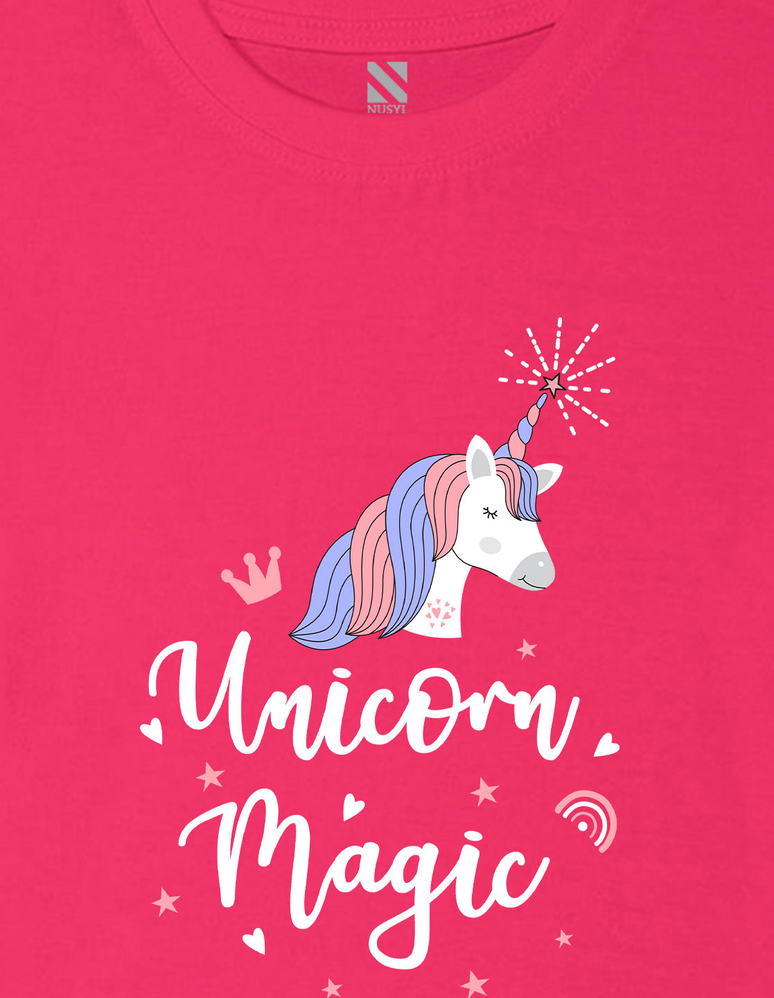 Nusyl Girls Hot Pink Horse & Text Printed Cotton Half Sleeve Regular Fit T-Shirts for Girls