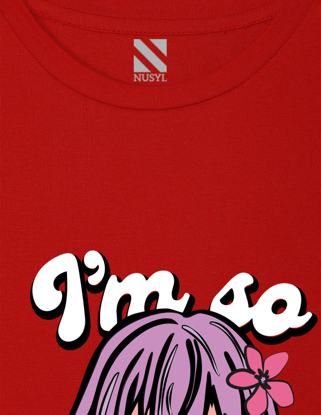 NUSYL Girls Red Girls & Text Printed Half sleeve t-Shirt
