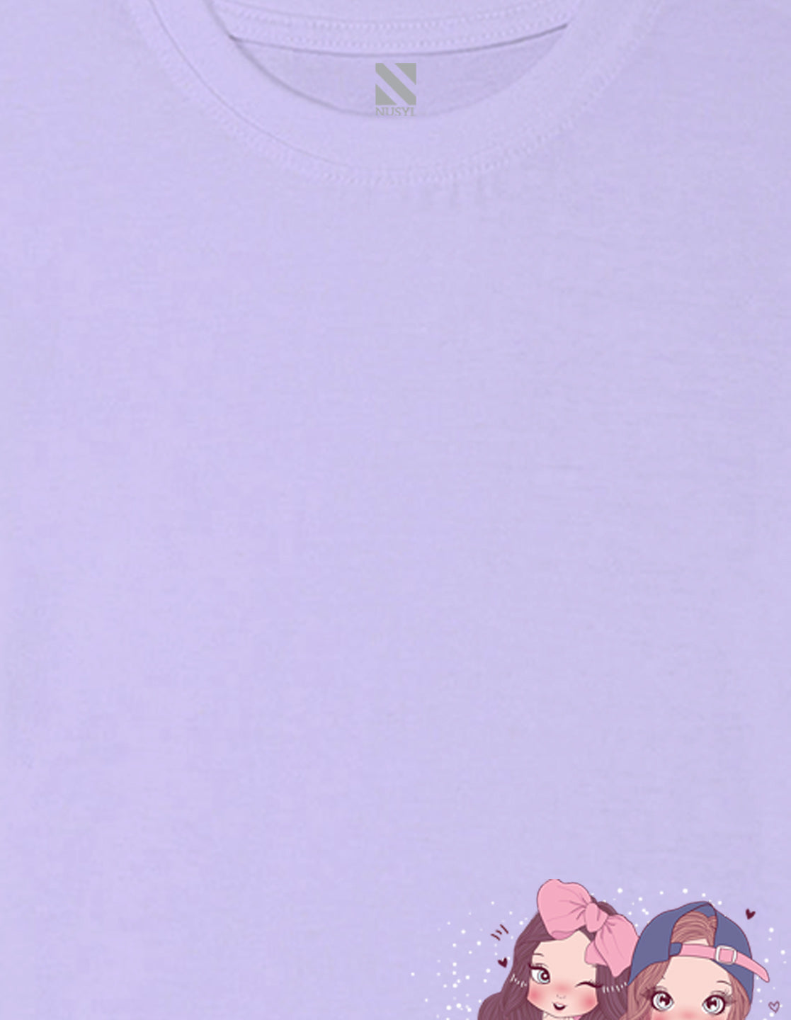 Nusyl Girls Lilac Two Girls Printed Cotton Half Sleeve Regular Fit T-Shirts for Girls
