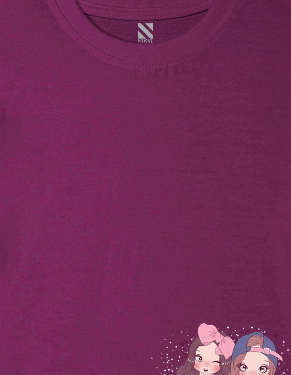 Nusyl Girls Wine Two Girls Printed Cotton Half Sleeve Regular Fit T-Shirts for Girls