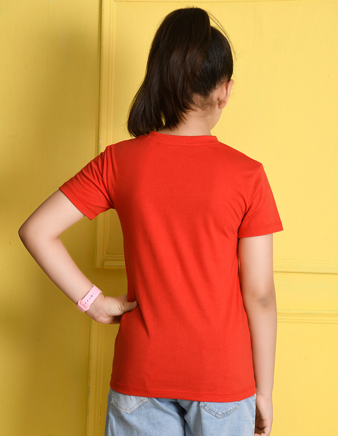 NUSYL Girls Red Best Friend Printed Half sleeve t-Shirt