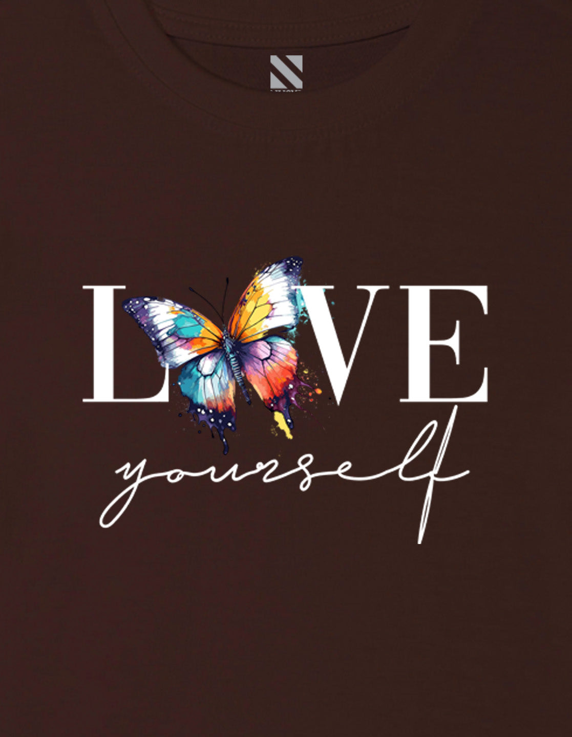 Nusyl Girls Brown Text & Butterfly Printed Cotton Half Sleeve Regular Fit T-Shirts for Girls