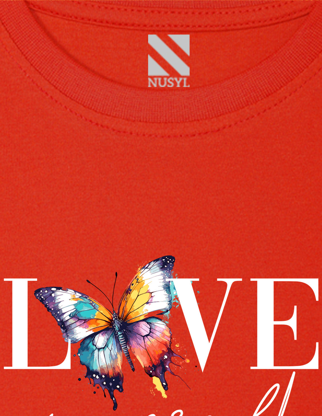 NUSYL Girls Red Text & Butterfly Printed Half sleeve t-Shirt