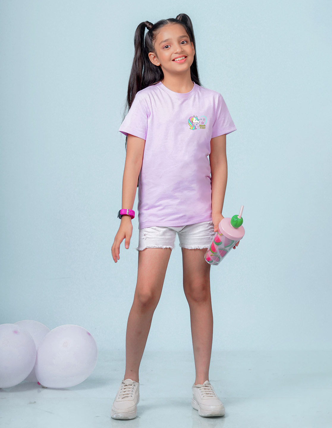 Nusyl Girls Lilac Magic is Real Text Printed Cotton Half Sleeve Regular Fit T-Shirts for Girls
