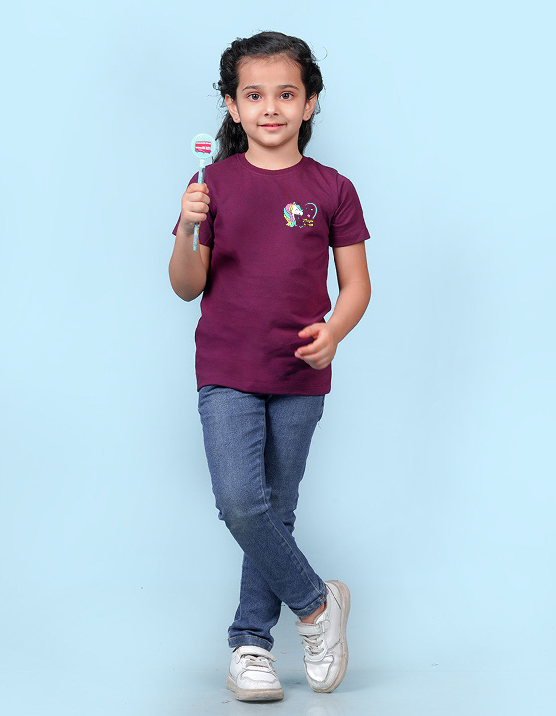Nusyl Girls Wine Magic is Real Text Printed Cotton Half Sleeve Regular Fit T-Shirts for Girls