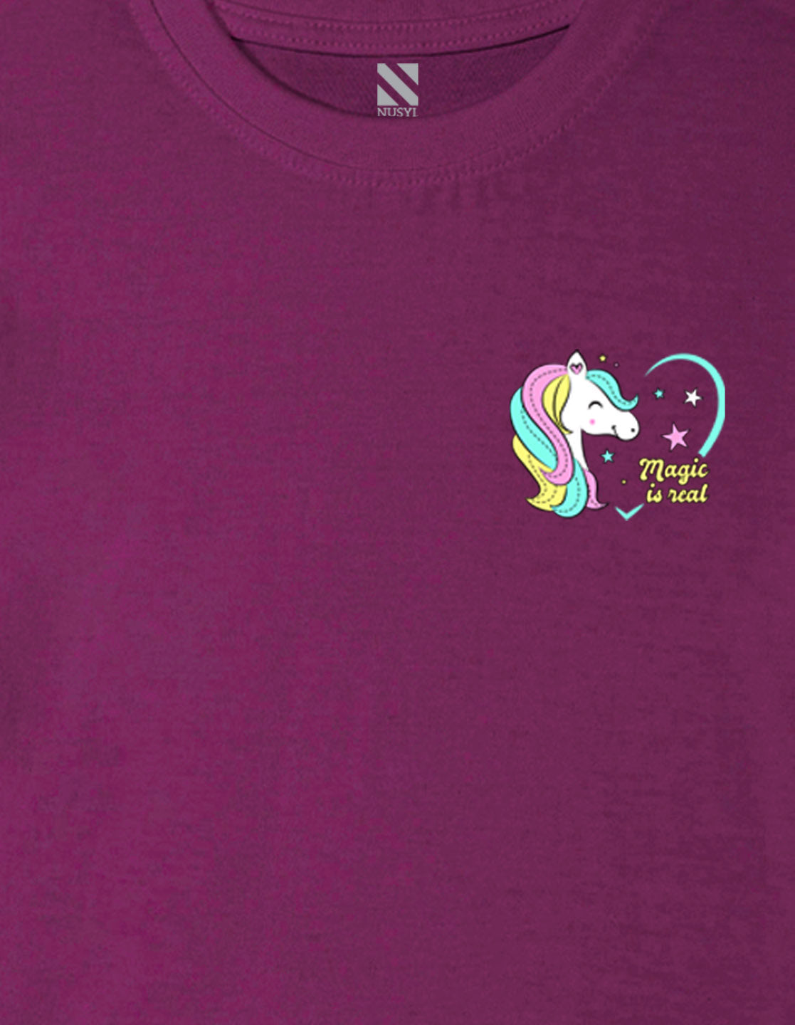 Nusyl Girls Wine Magic is Real Text Printed Cotton Half Sleeve Regular Fit T-Shirts for Girls