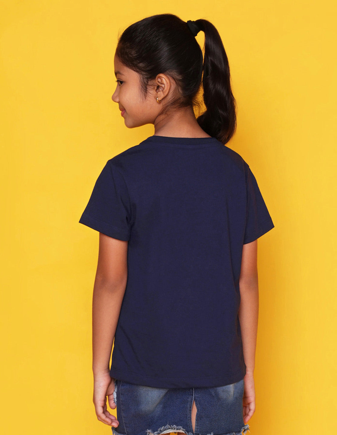 Nusyl Girls Navy Blue Magic is Real Text Printed Cotton Half Sleeve Regular Fit T-Shirts for Girls