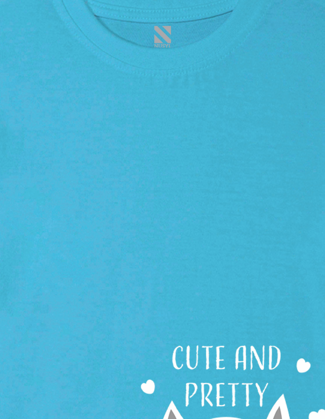 Nusyl Girls Sky Blue Cute And Pretty Printed Cotton Half Sleeve Regular Fit T-Shirts for Girls