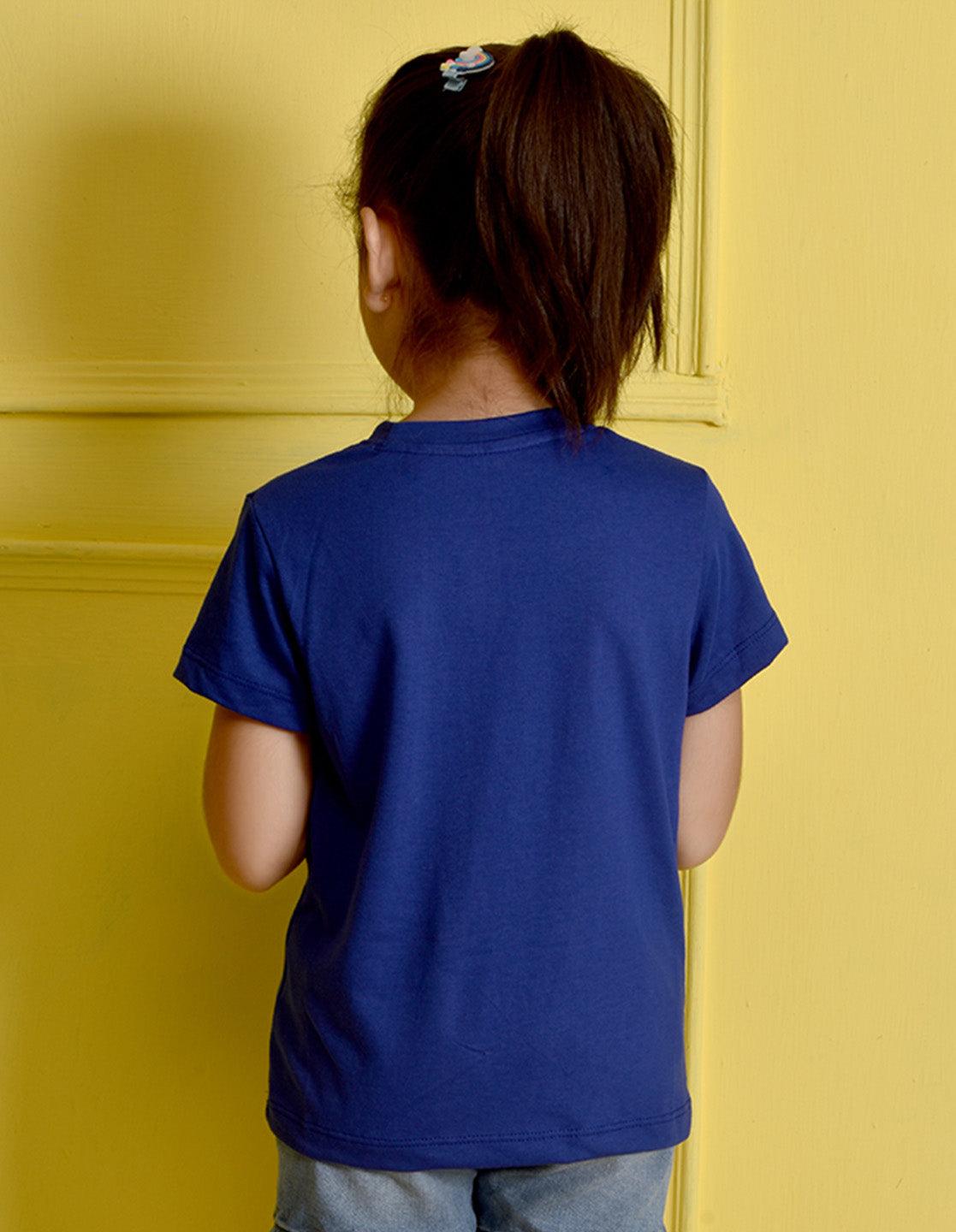 NUSYL Girls Royal Blue Cute and Pretty Printed Half sleeve t-Shirt
