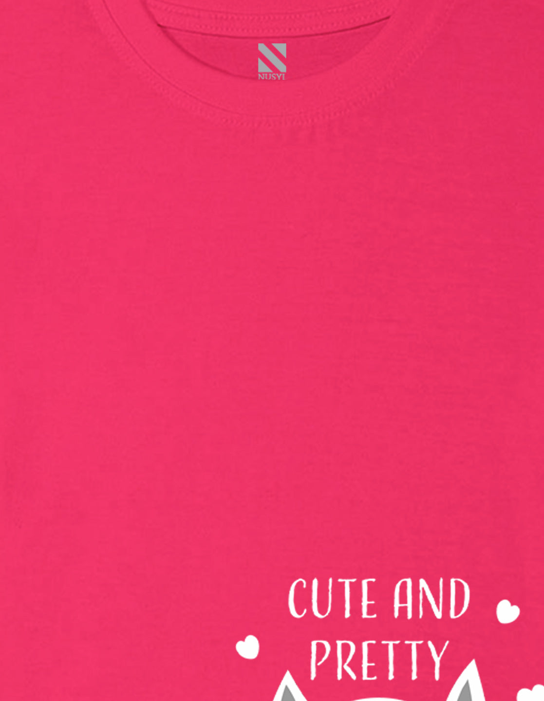 Nusyl Girls Hot Pink Cute And Pretty Printed Cotton Half Sleeve Regular Fit T-Shirts for Girls