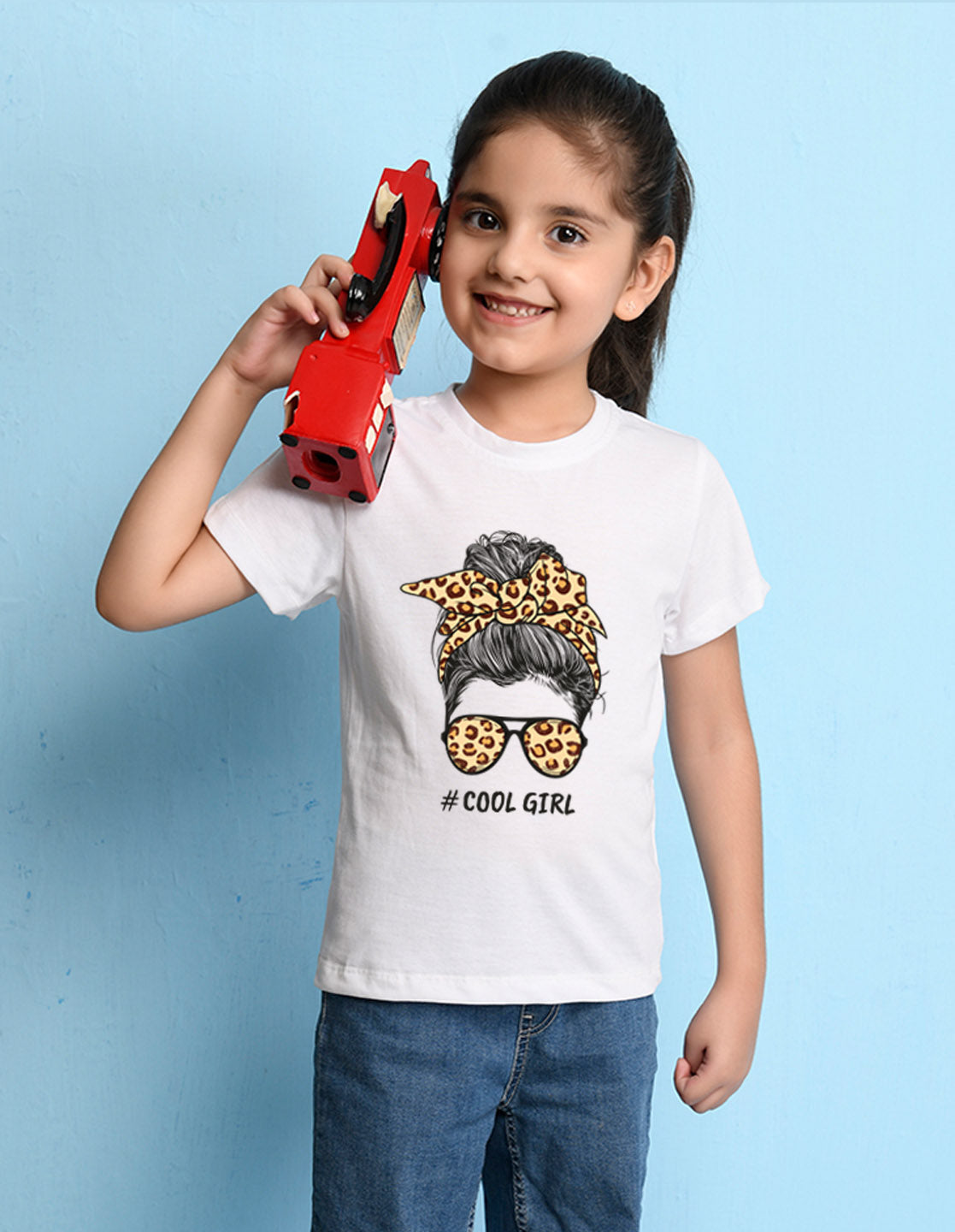 Nusyl Girls White Cool Girls Text Printed Cotton Half Sleeve Regular Fit T-Shirts for Girls