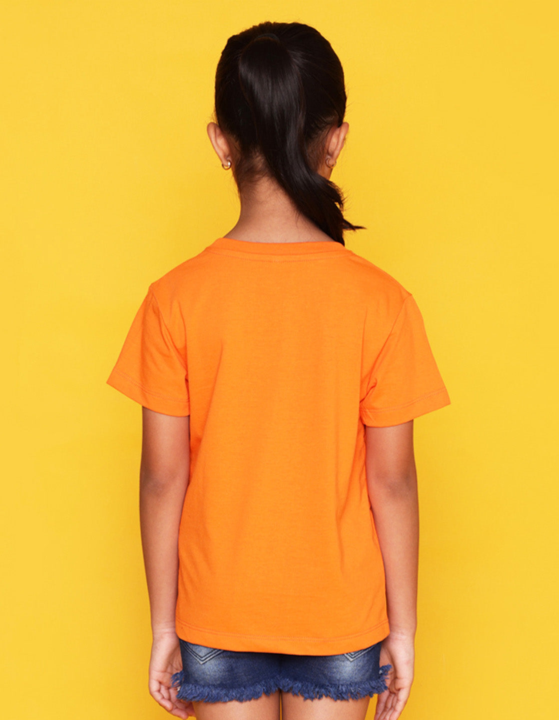 Nusyl Girls Orange Cool Girls Text Printed Cotton Half Sleeve Regular Fit T-Shirts for Girls
