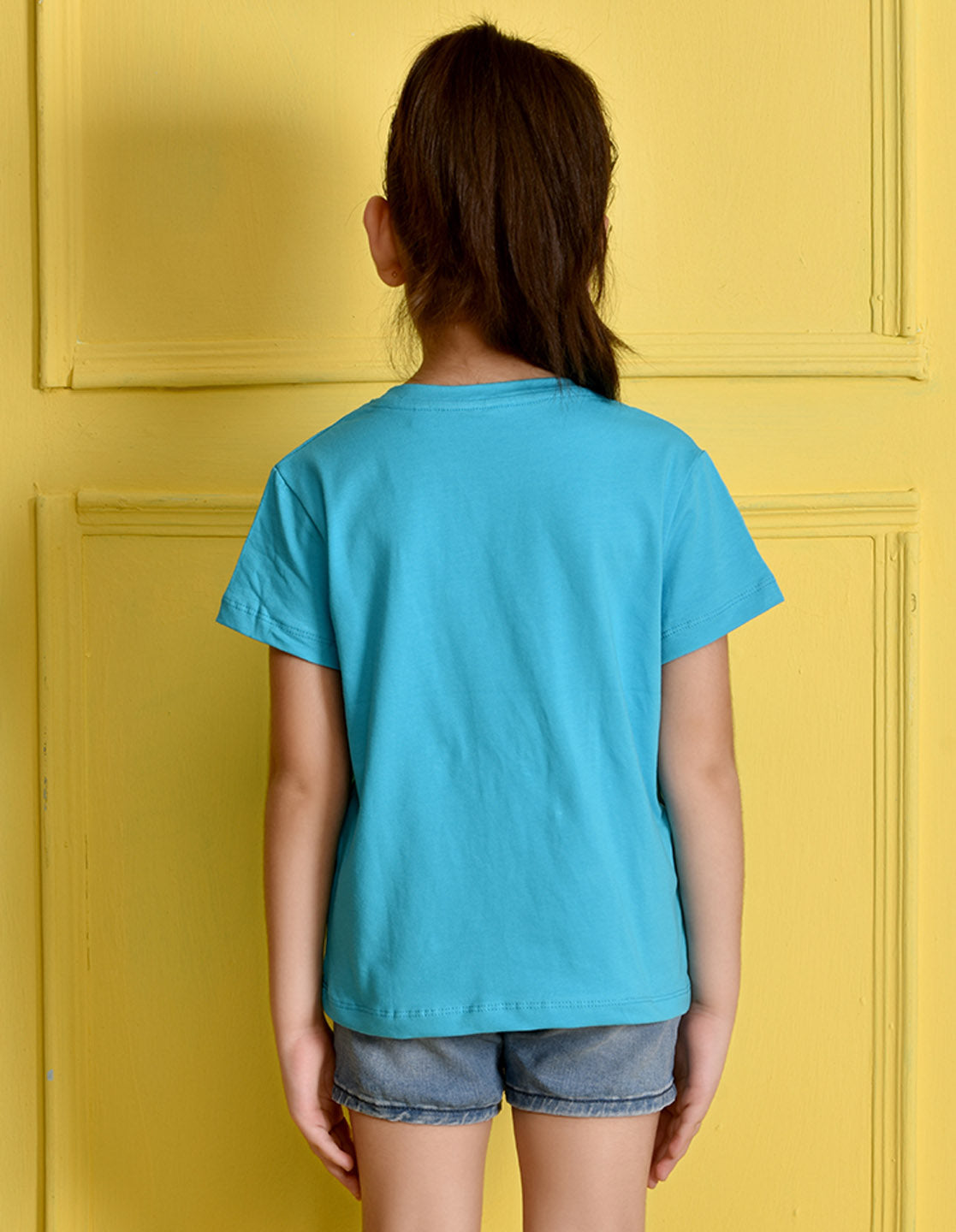 Nusyl Girls Sky Blue Cool Girls Text Printed Cotton Half Sleeve Regular Fit T-Shirts for Girls