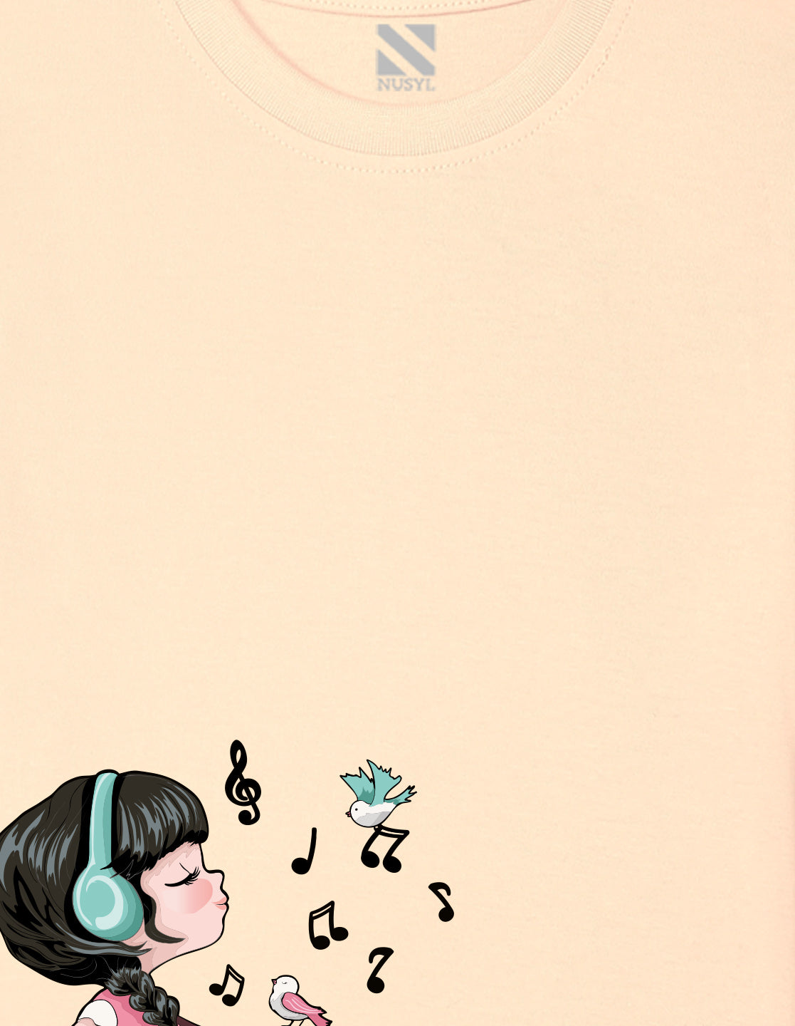 Nusyl Girl's Beige Enjoy The Little Things Text Printed Regular Fit T-Shirt