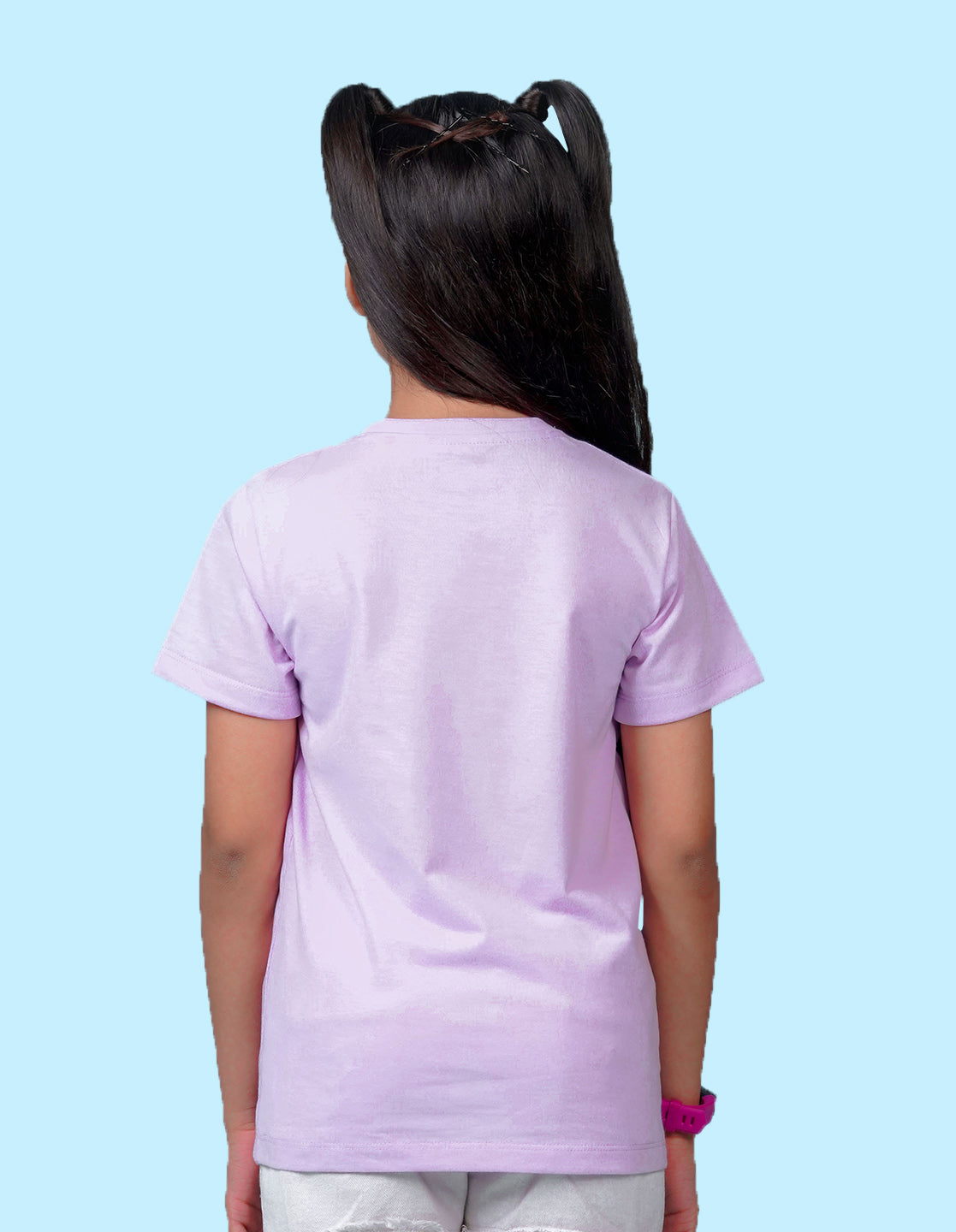 Nusyl Girl's Lilac Love Text Printed Regular Fit T-Shirt