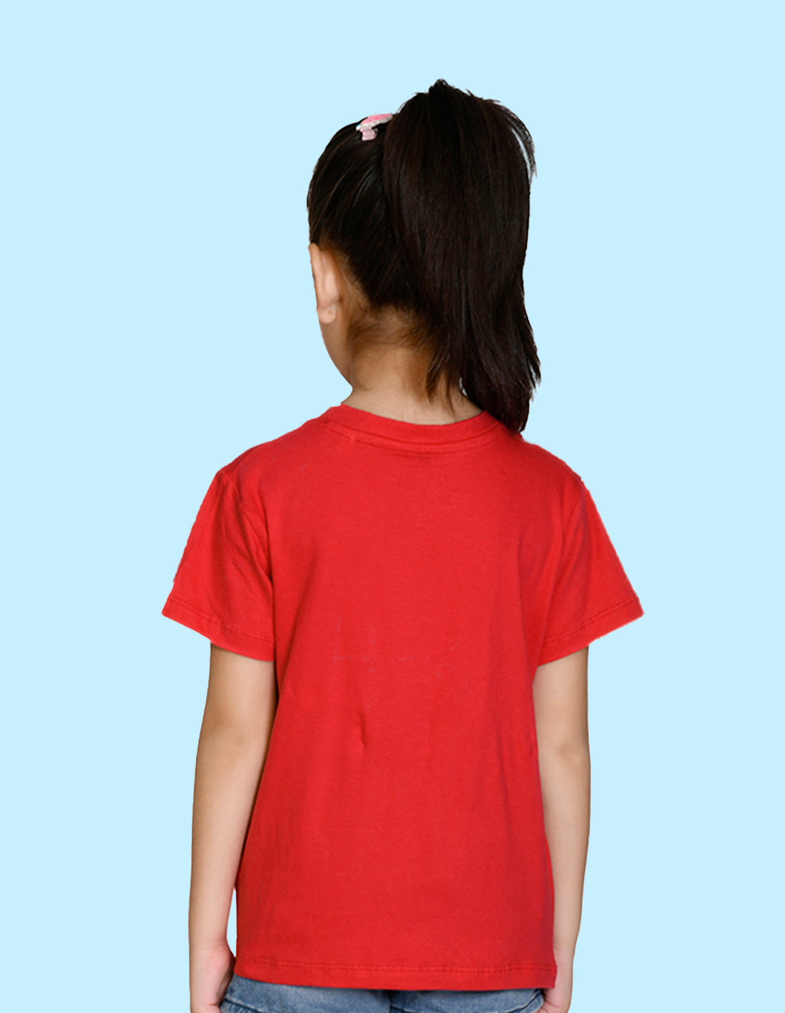 Nusyl Girl's Red Love Text Printed Regular Fit T-Shirt