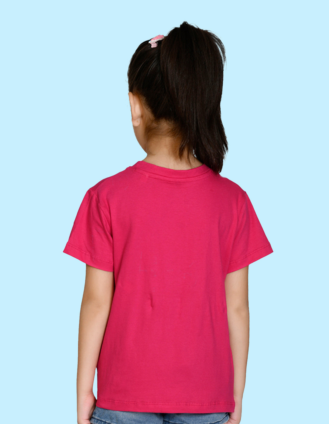 Nusyl Girl's Hot Pink Love Text Printed Regular Fit T-Shirt