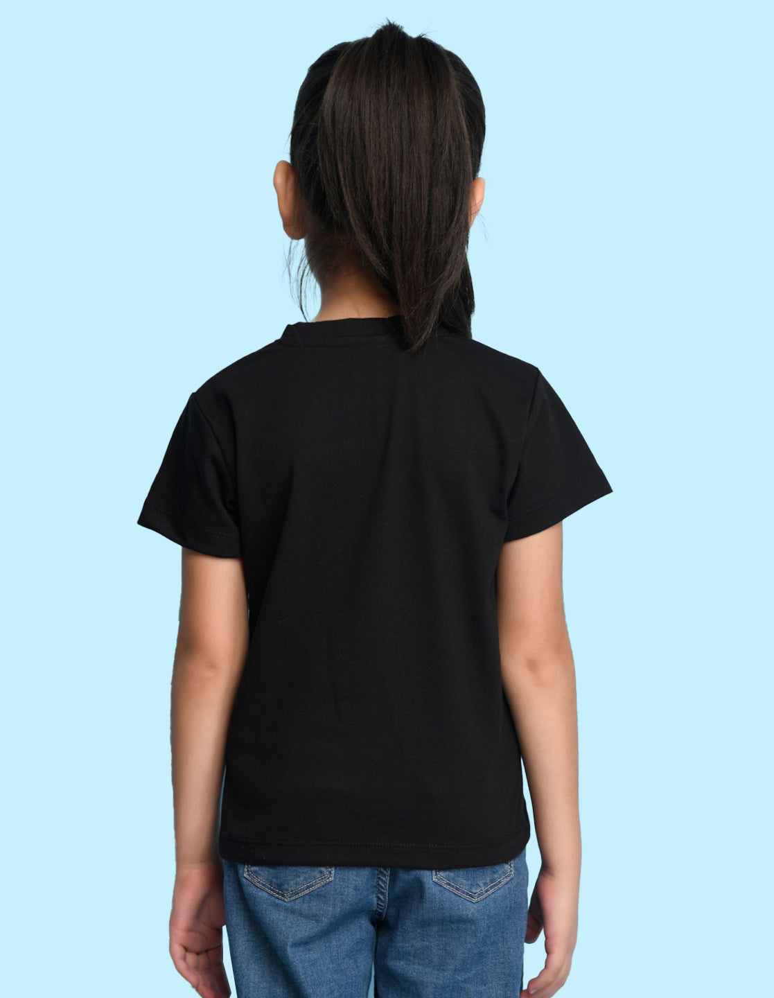 Nusyl Girl's Black Smile More Text Printed Regular Fit T-Shirt