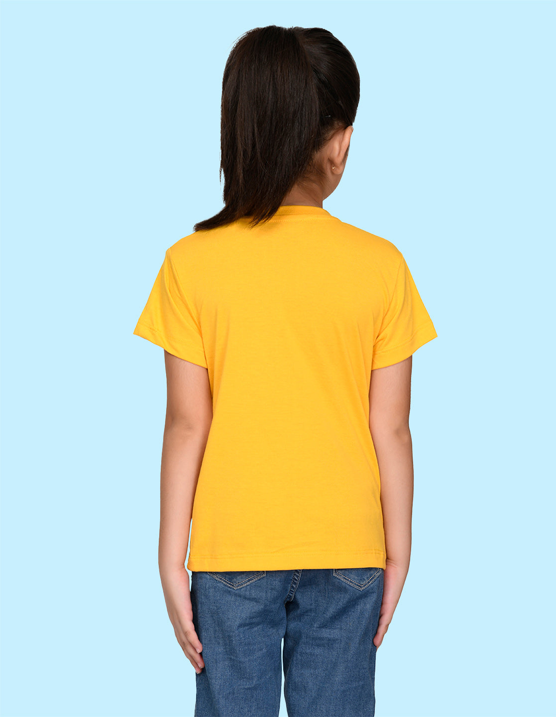 Nusyl Girl's Yellow Smile More Text Printed Regular Fit T-Shirt