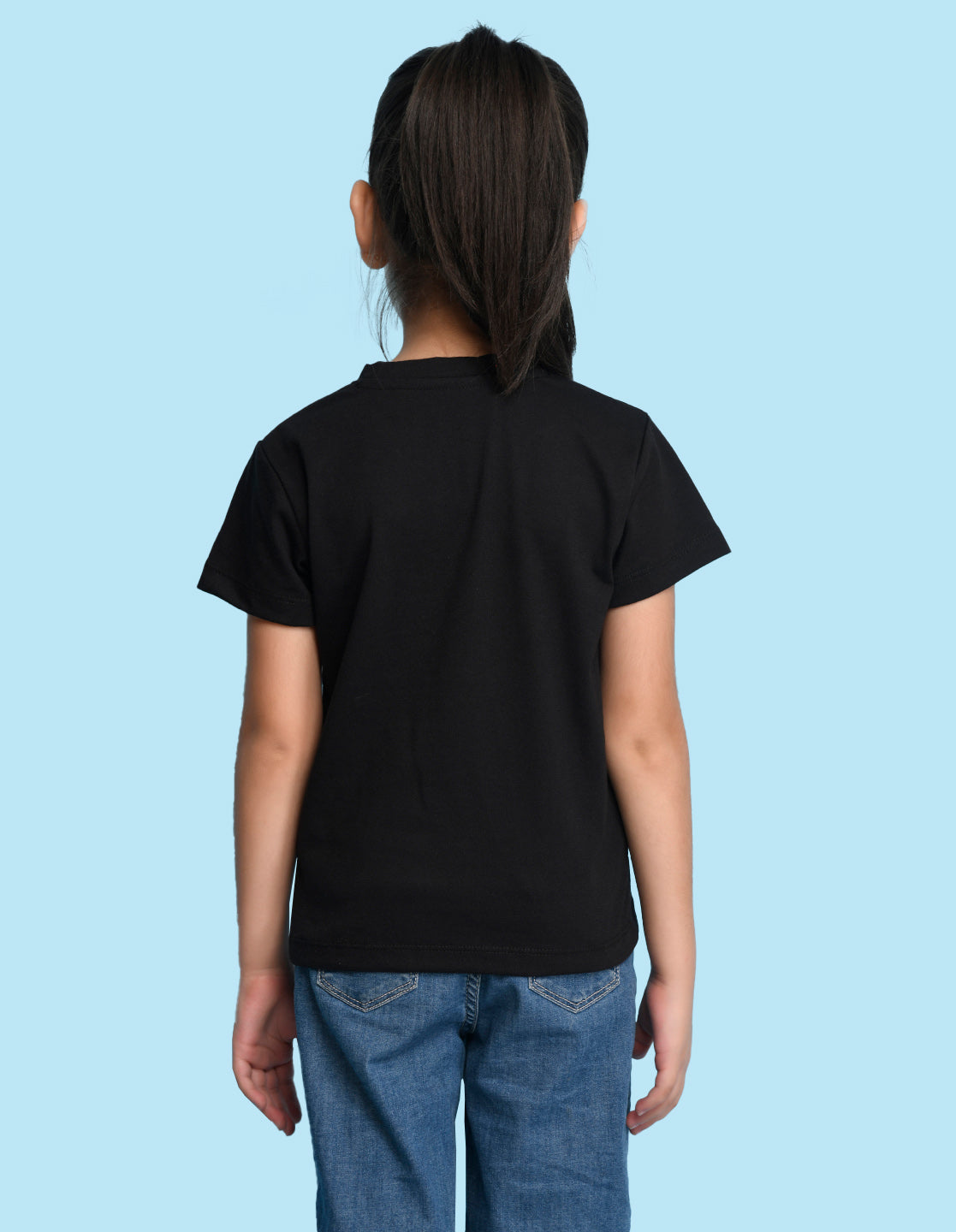 Nusyl Girl's Black My Little Fairy Printed Regular Fit T-Shirt