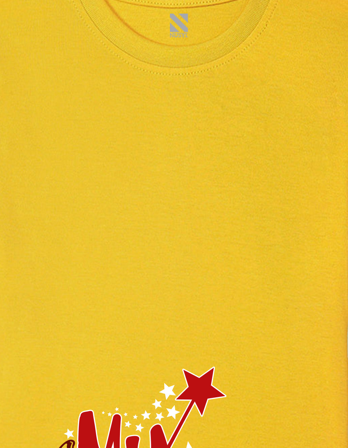 Nusyl Girl's Yellow My Little Fairy Printed Regular Fit T-Shirt
