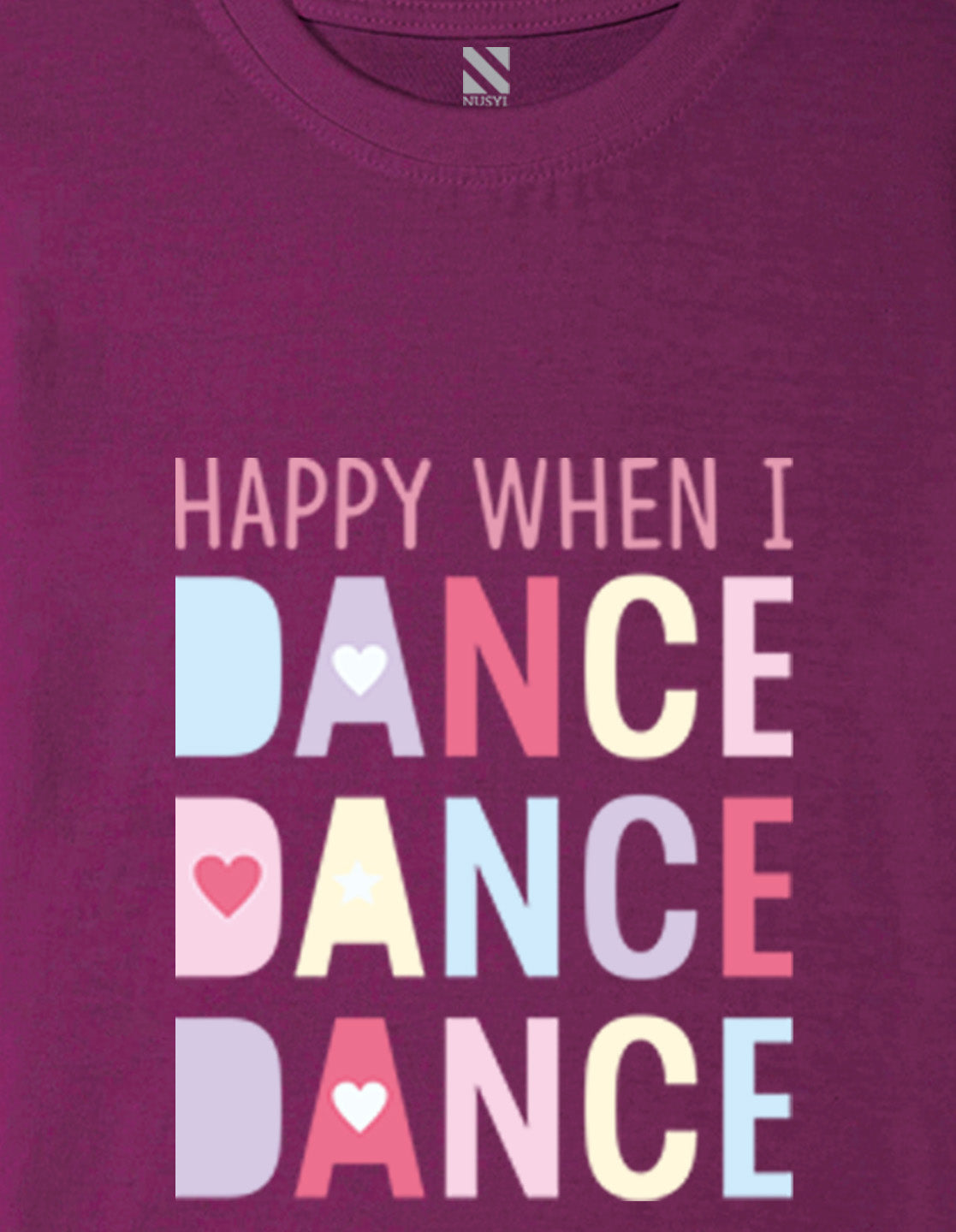 Nusyl Girl's Wine Happy When i Dance Text Printed Regular Fit T-Shirt