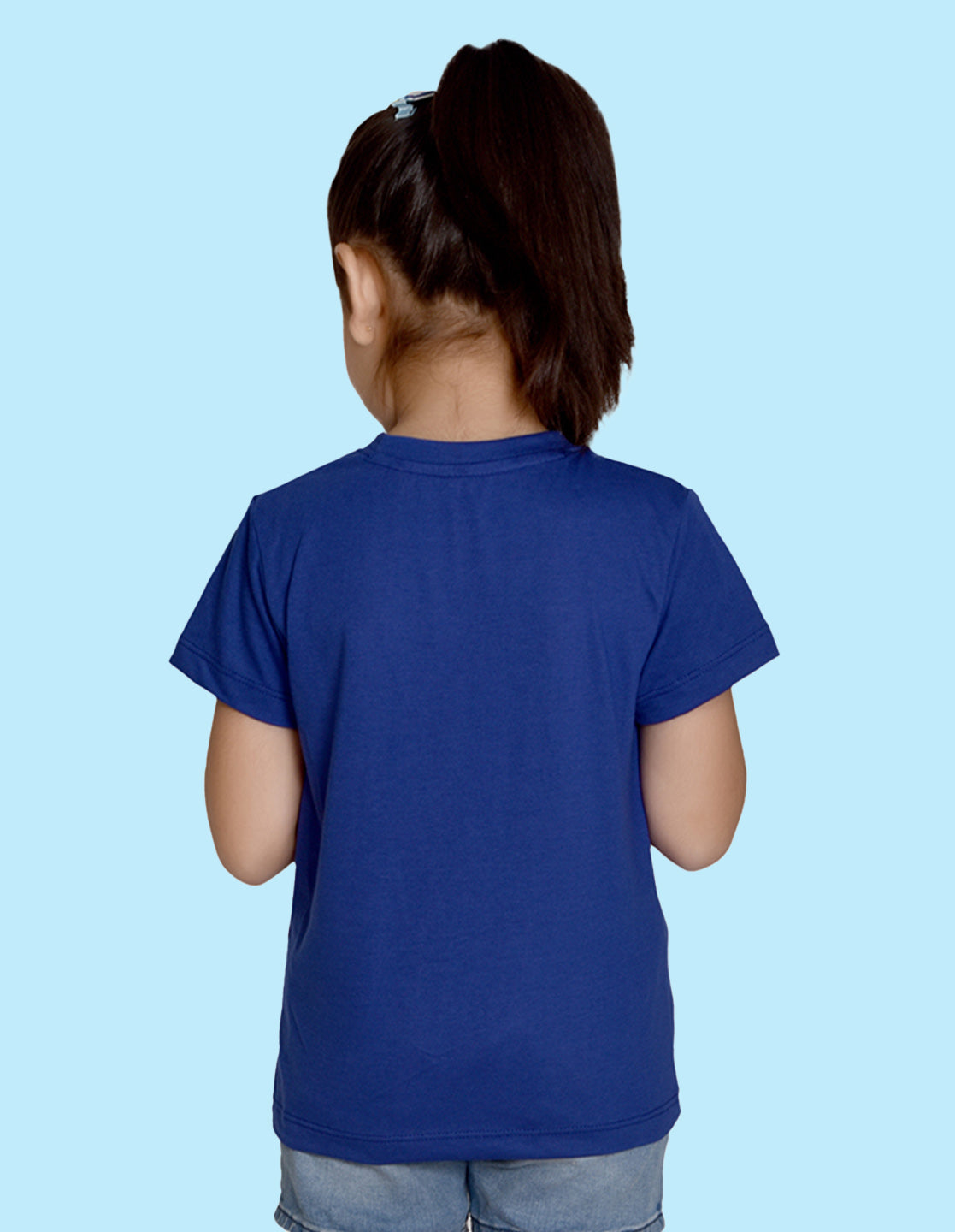 Nusyl Girl's Royal Blue Happy When i Dance Text Printed Regular Fit T-Shirt