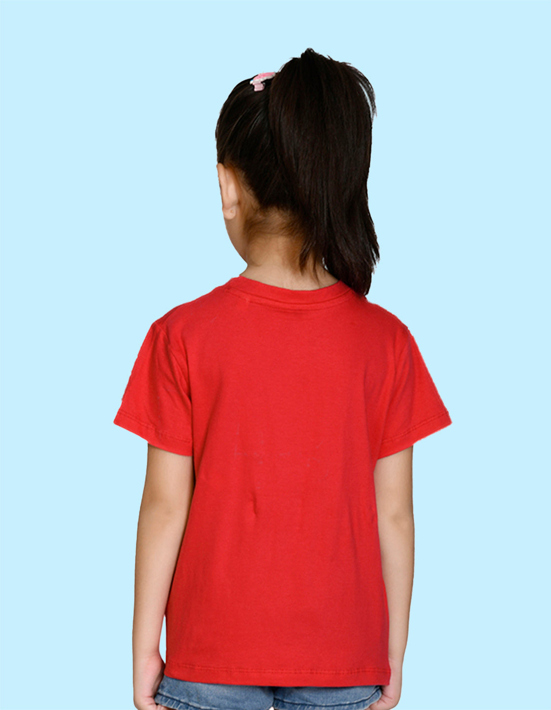 Nusyl Girl's Red Hello Sun Shine Text Printed Regular Fit T-Shirt