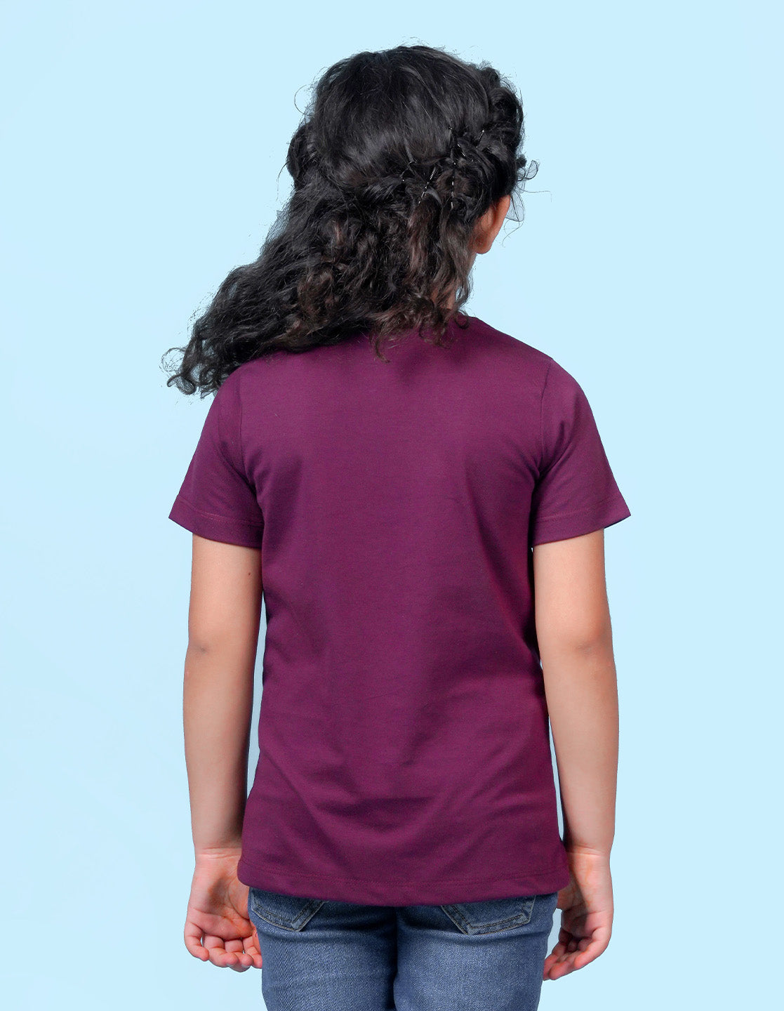 Nusyl Girl's Wine Eiffel Tower & Text Printed Regular Fit T-Shirt