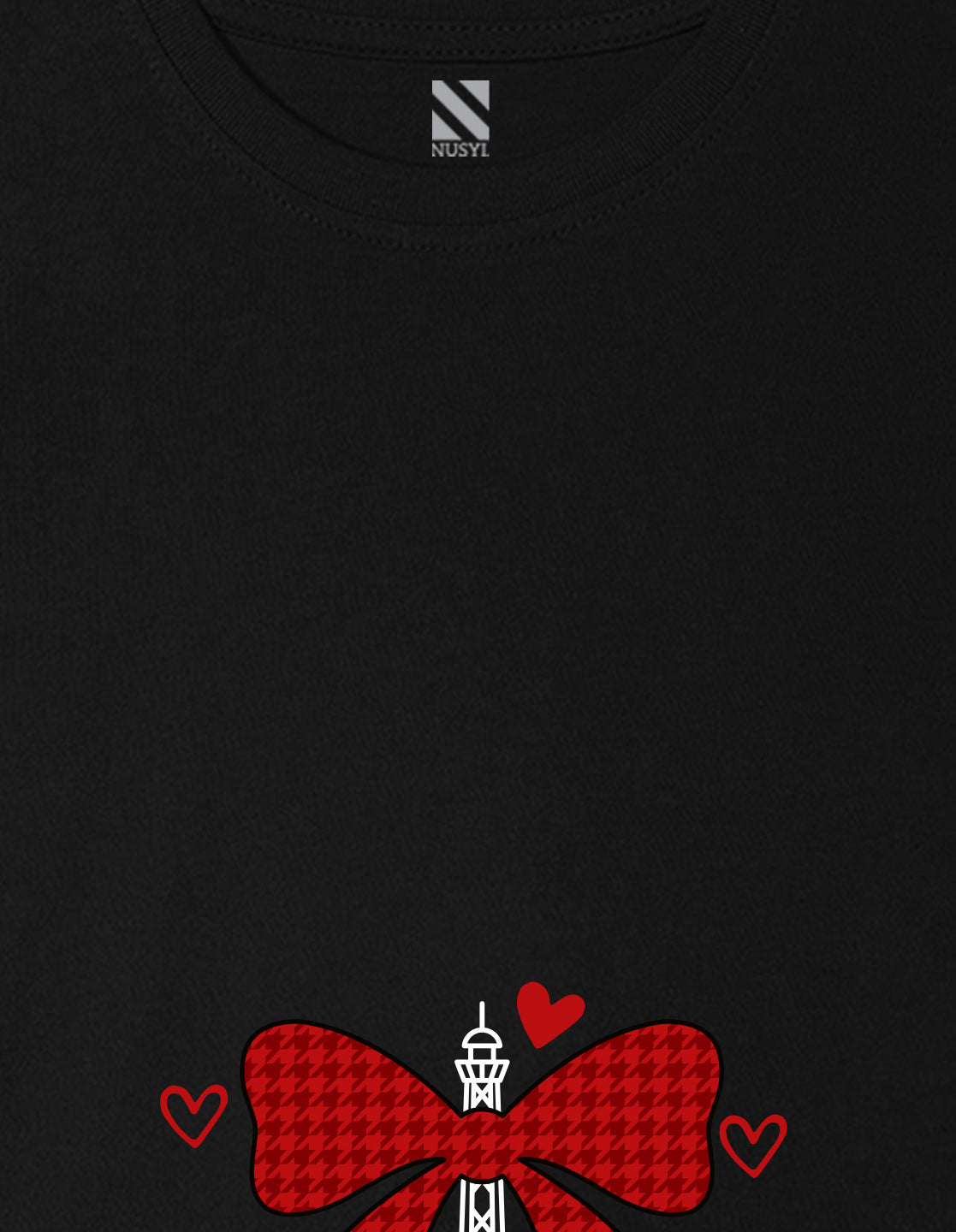 Nusyl Girl's Black Eiffel Tower & Text Printed Regular Fit T-Shirt
