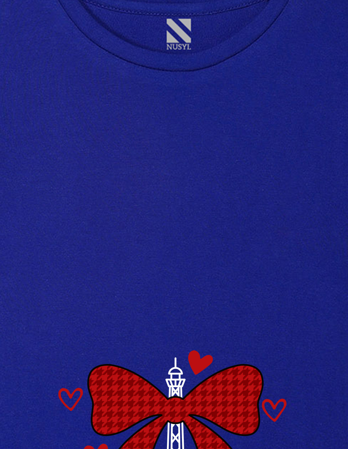 Nusyl Girl's Royal Blue Eiffel Tower & Text Printed Regular Fit T-Shirt