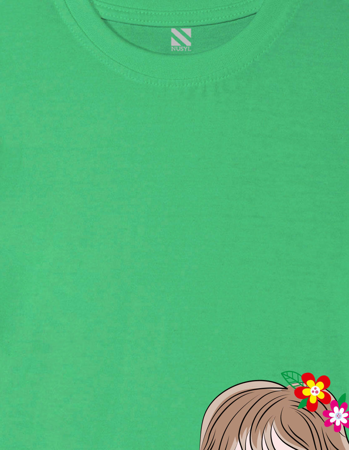 Nusyl Girl's Green Cute Girl & Text Printed Regular Fit T-Shirt